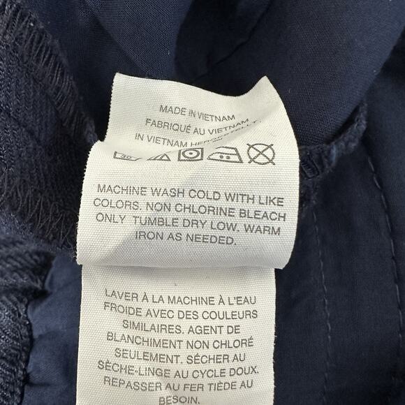 J Crew Easy Pants Womens Size 4 Navy Stretch Linen Trousers Ankle Preppy Comfort - Picture 10 of 11